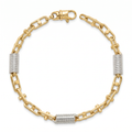 18K Two Tone Gold Men's Chain Bracelet