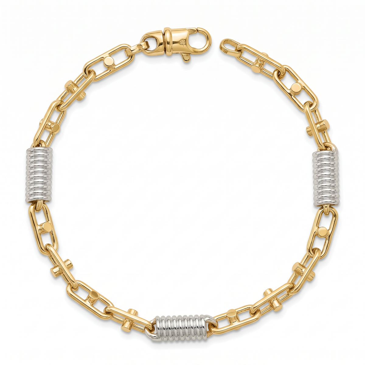 18K Two Tone Gold Men's Chain Bracelet