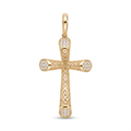 18k Yellow Gold Cubic Zirconia Wire Cross Pendant