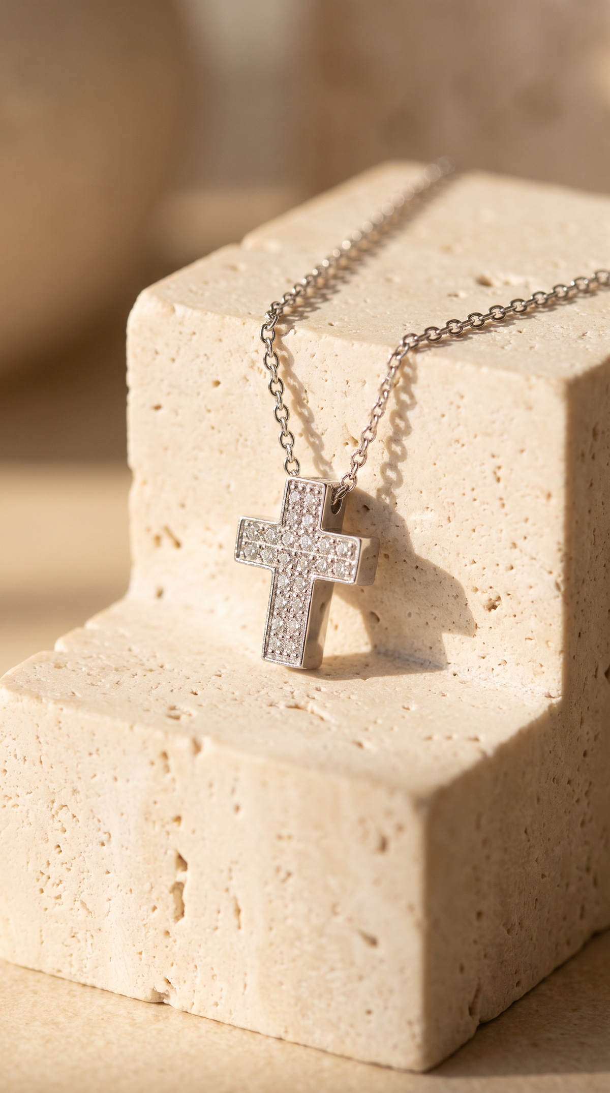 Diamond White Gold Cross Necklace