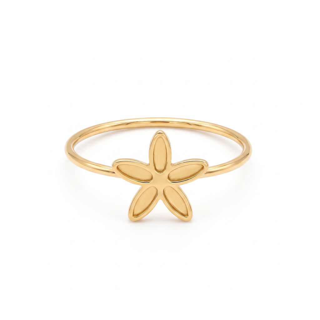 18K Yellow Gold Flower Ring