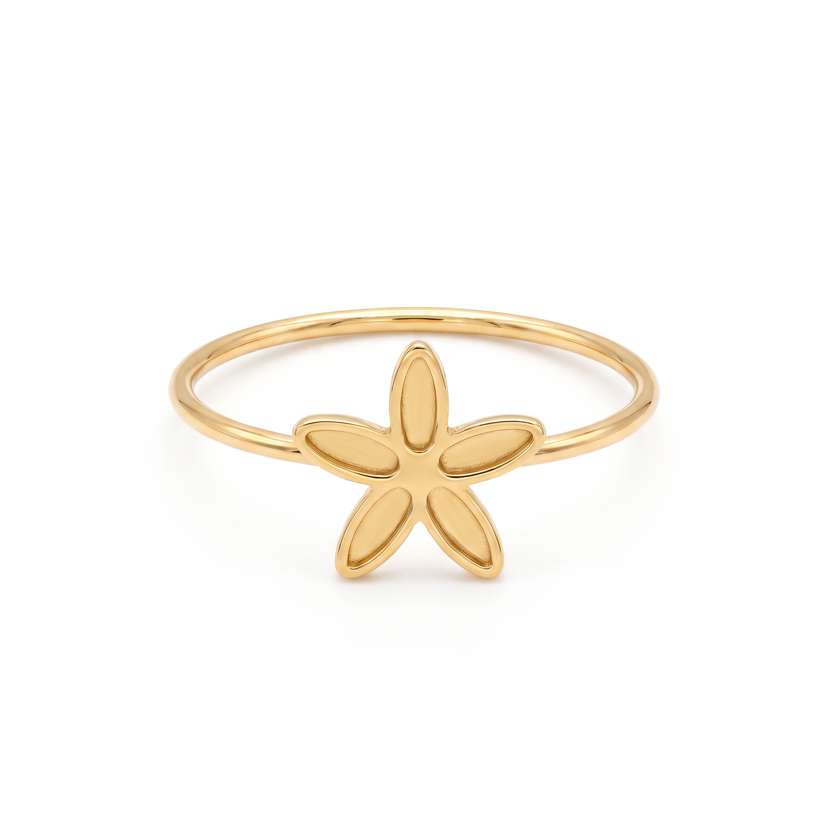 18K Yellow Gold Flower Ring