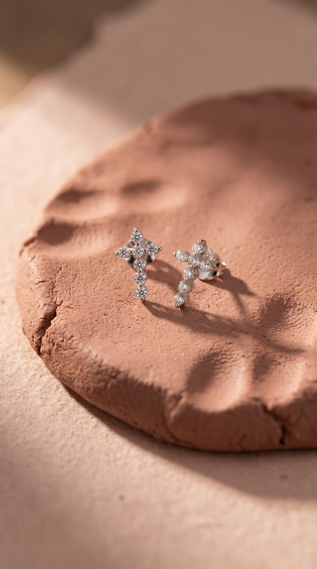 Diamond White Gold Cross Stud Earrings