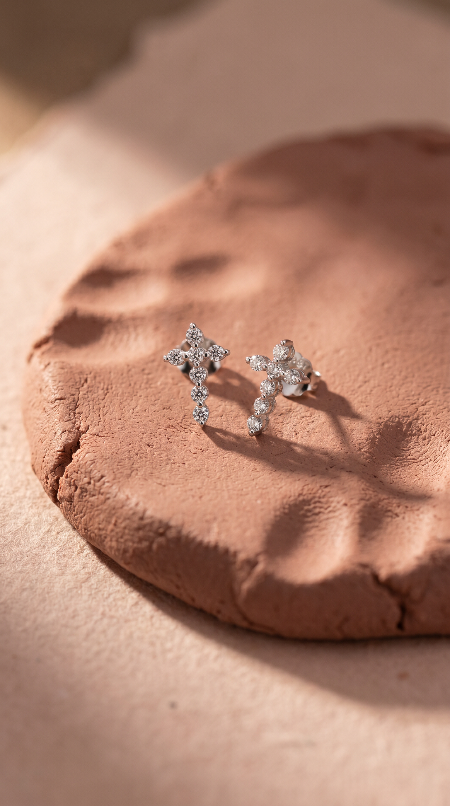 Diamond White Gold Cross Stud Earrings