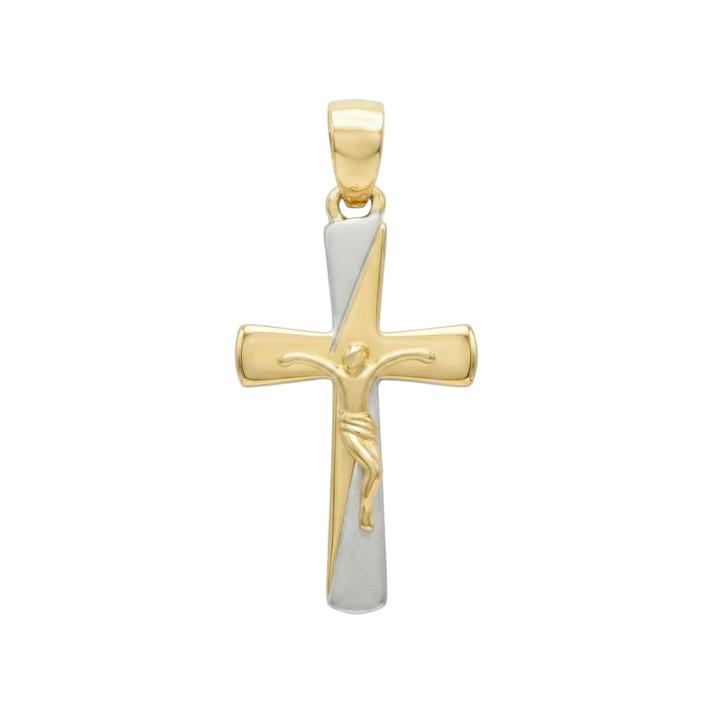 18k Gold Two Tone Crucifix Pendant