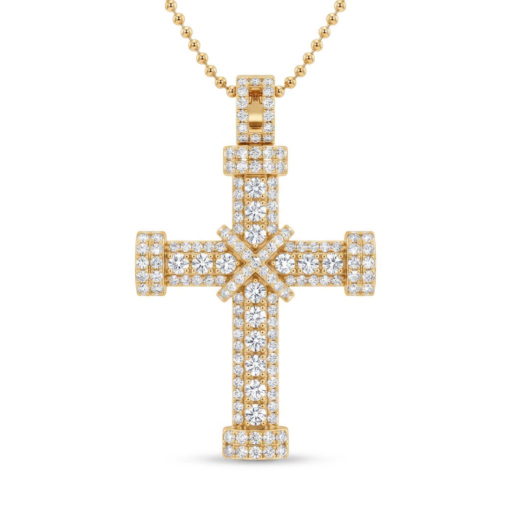 Diamond Yellow Gold Cross Necklace