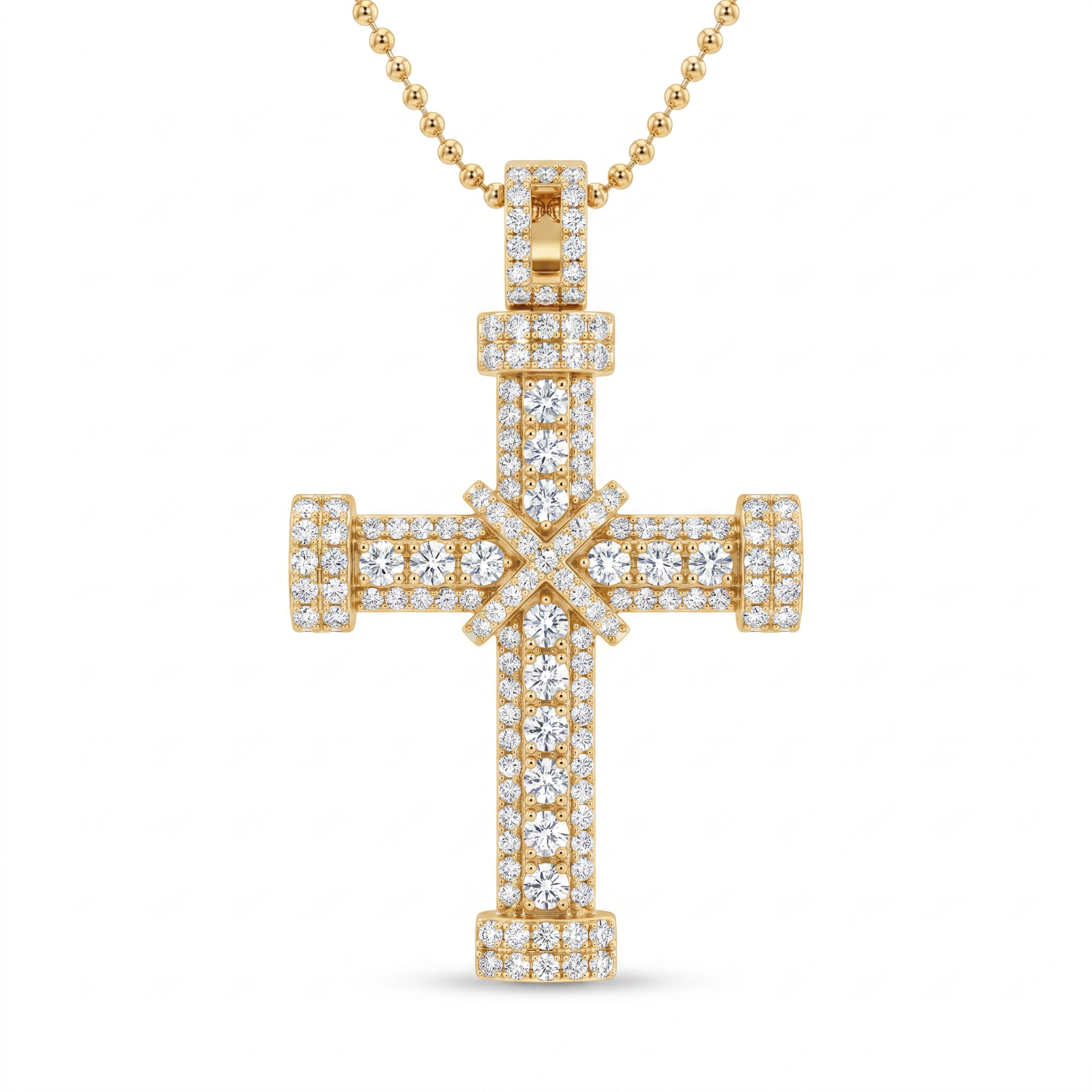 Diamond Yellow Gold Cross Necklace