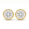 18K Yellow Gold Cubic Zirconia Circle Stud Earring