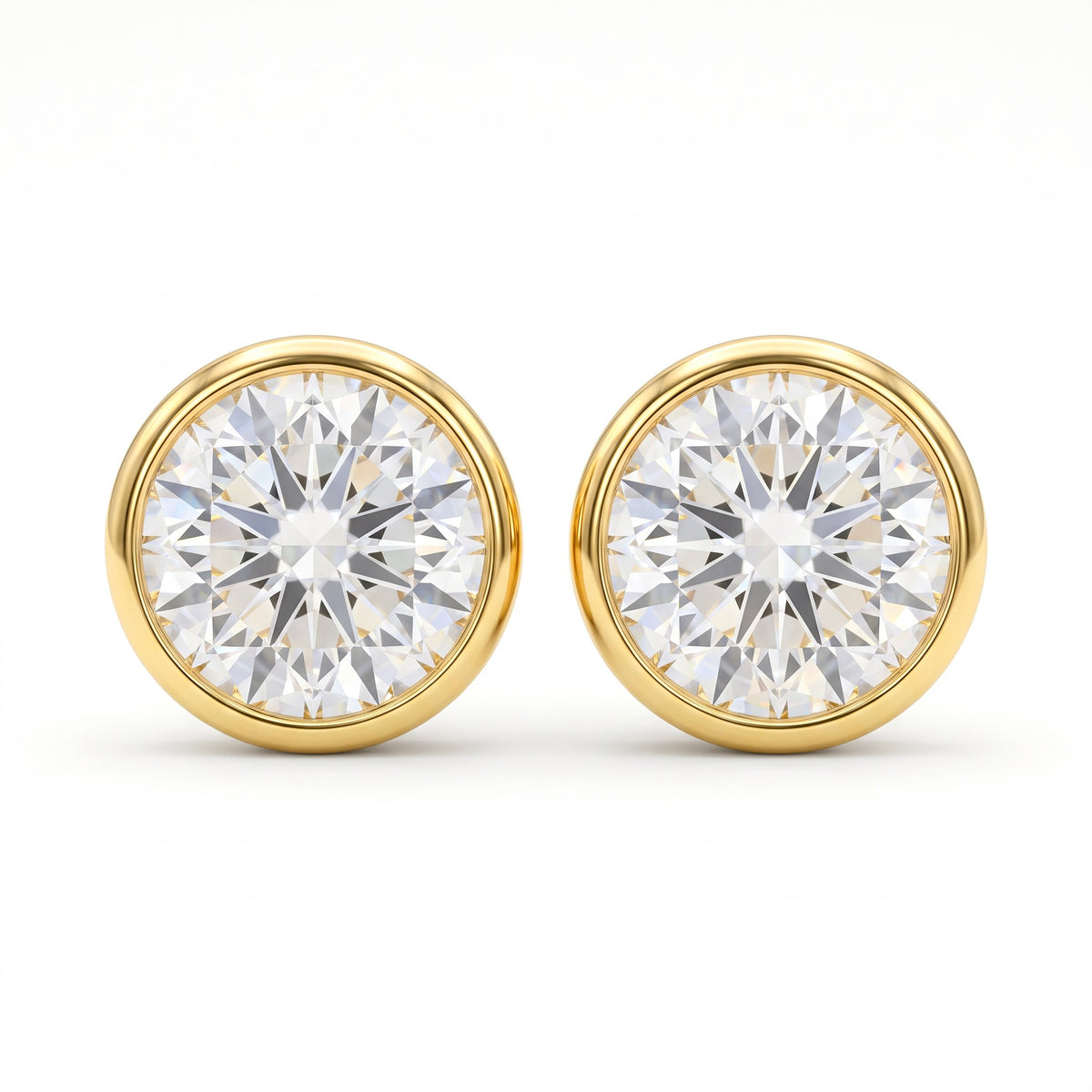 18K Yellow Gold Cubic Zirconia Circle Stud Earring