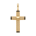 18K Yellow Gold Black Cubic Zirconia Cross Pendant