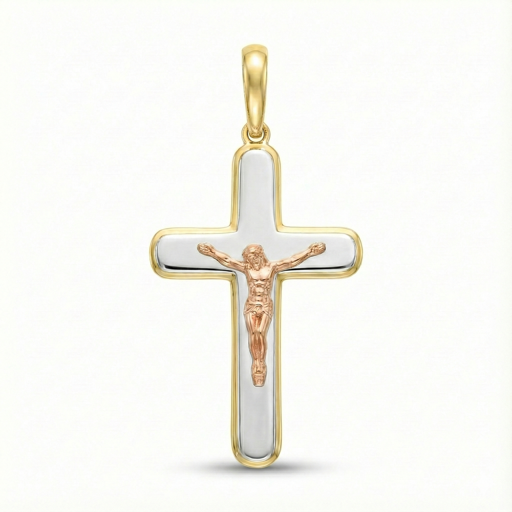 18K Multicolor Gold Cross Pendant