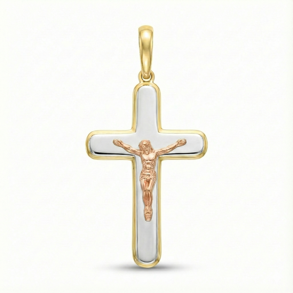 18K Multicolor Gold Cross Pendant