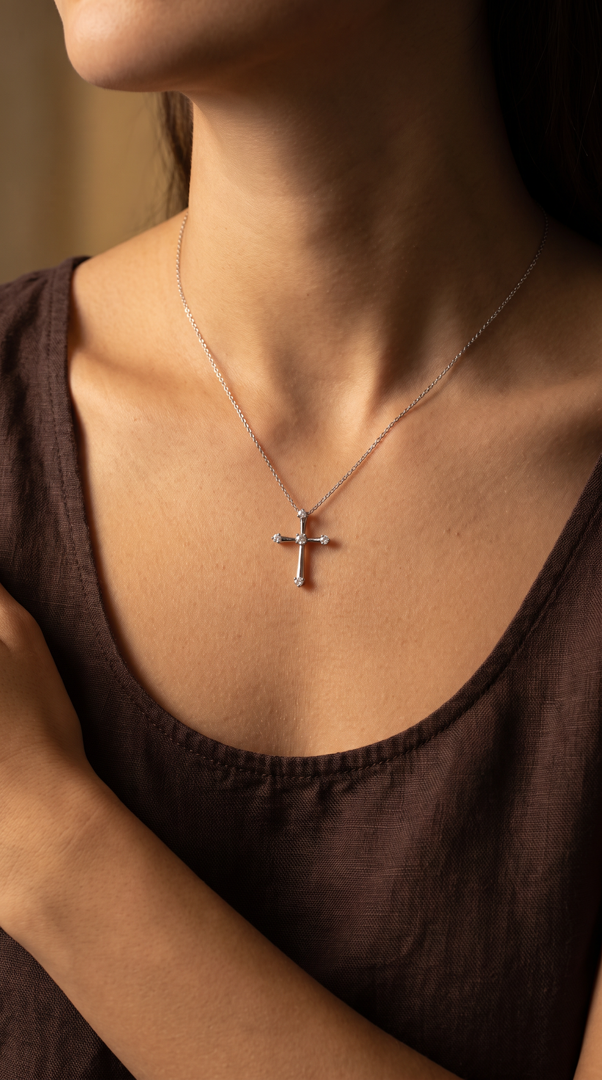 Diamond White Gold Cross Necklace