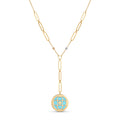 18K Multicolor Gold Blue Enamel Drop Necklace