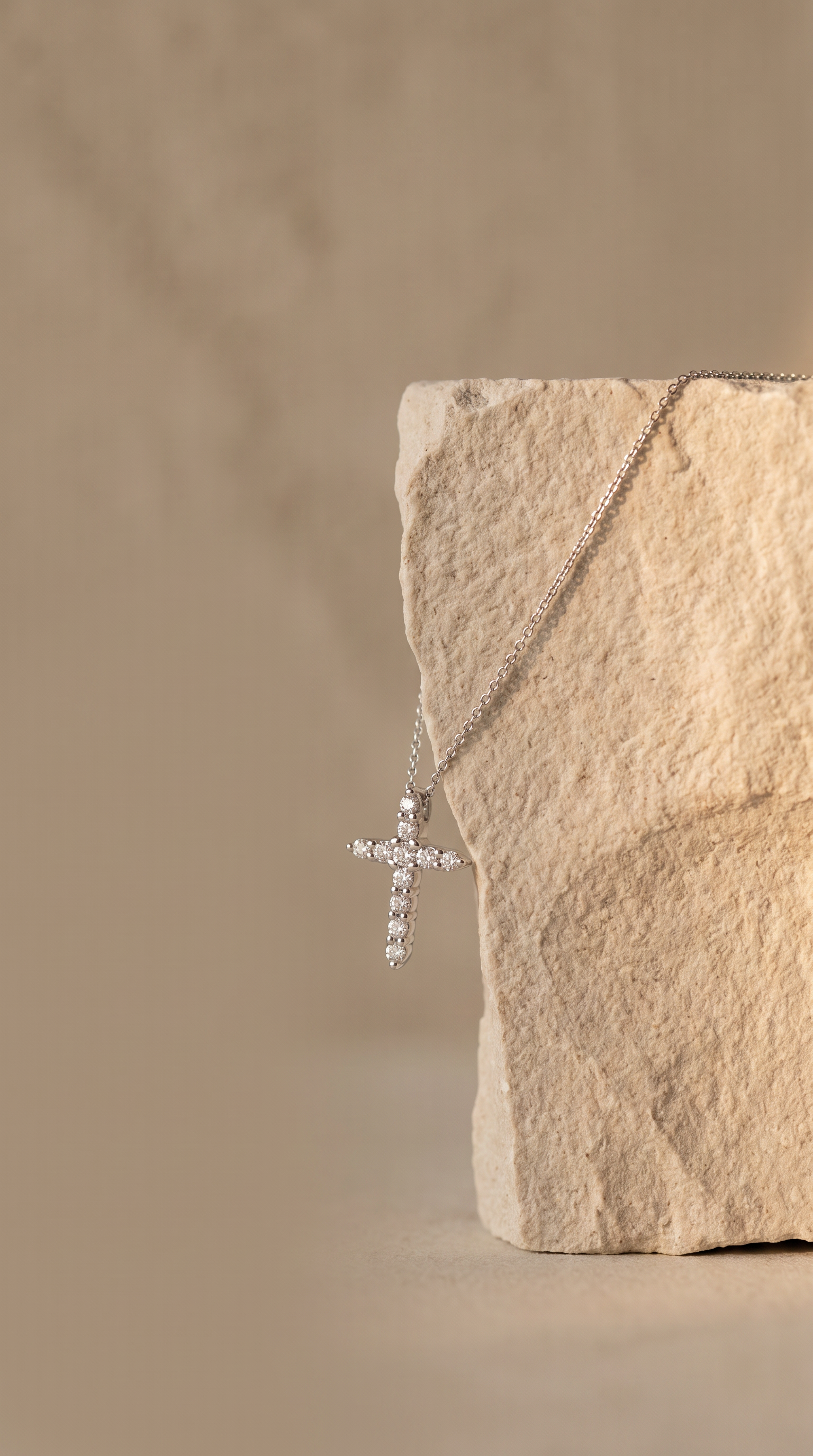 Diamond White Gold Cross Chain Necklace