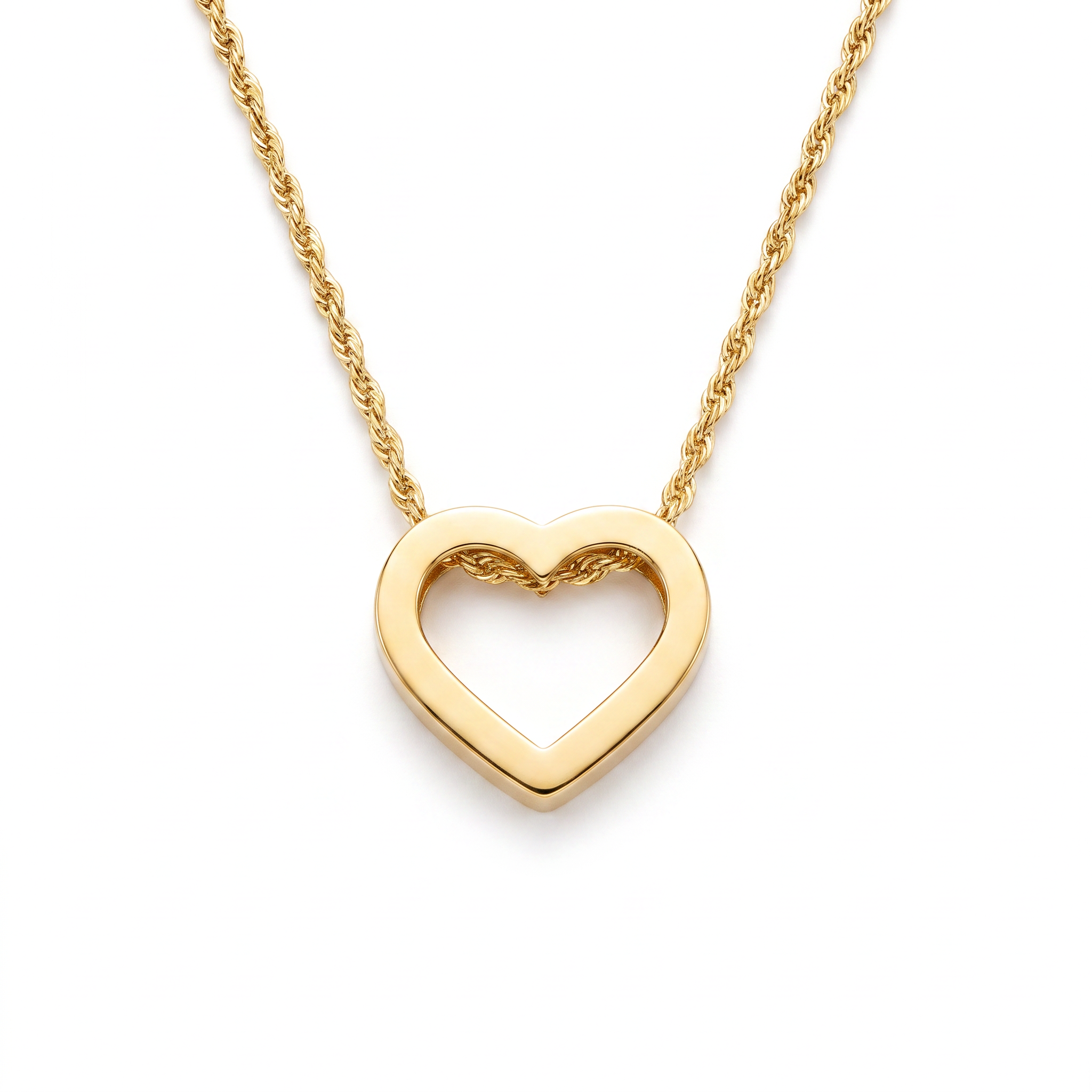 18K Yellow Gold Heart Chain Necklace