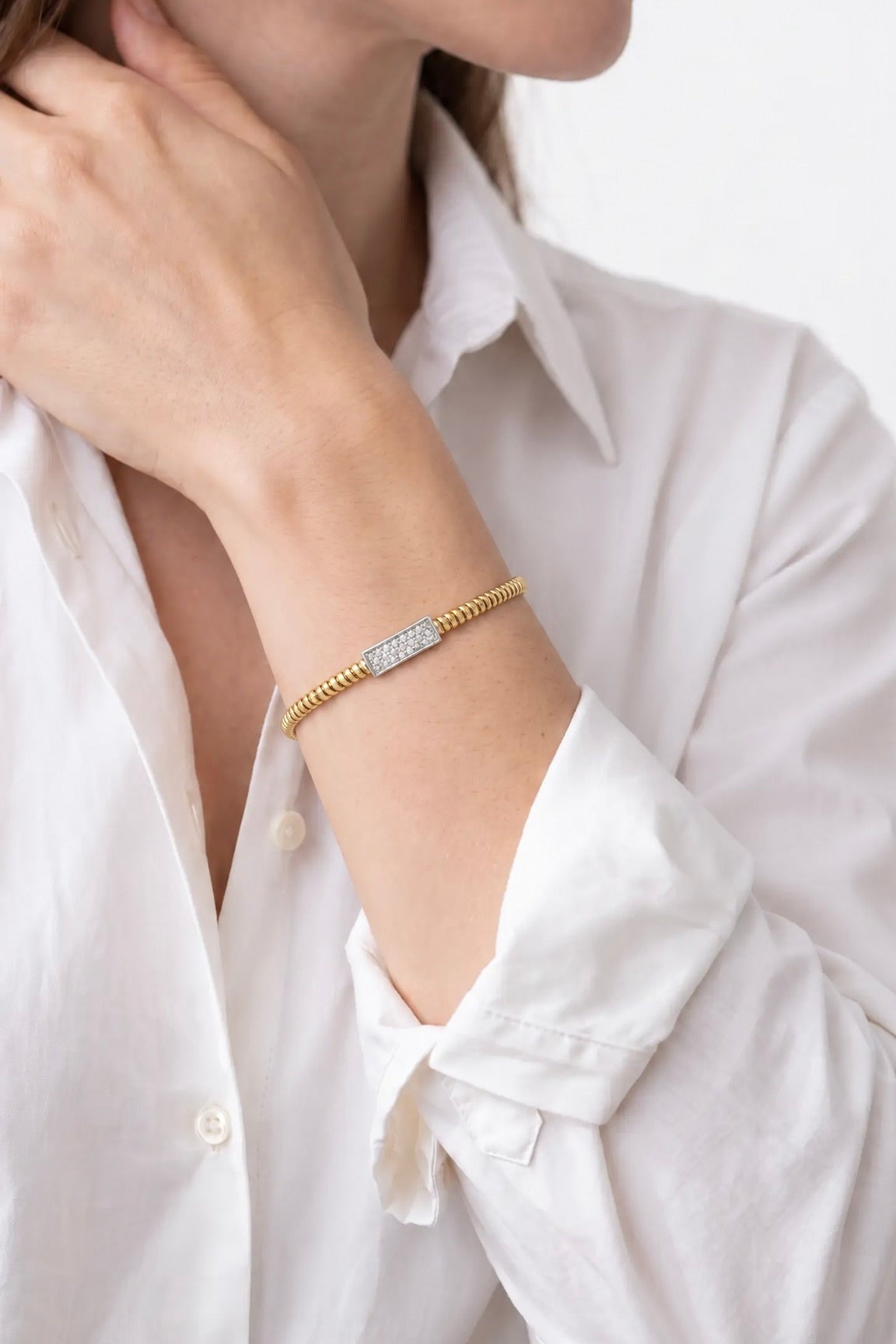 Diamond Two Tone Gold Cuff Bracelet