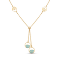 18K Yellow Gold Blue Enamel Dangle Chain Necklace