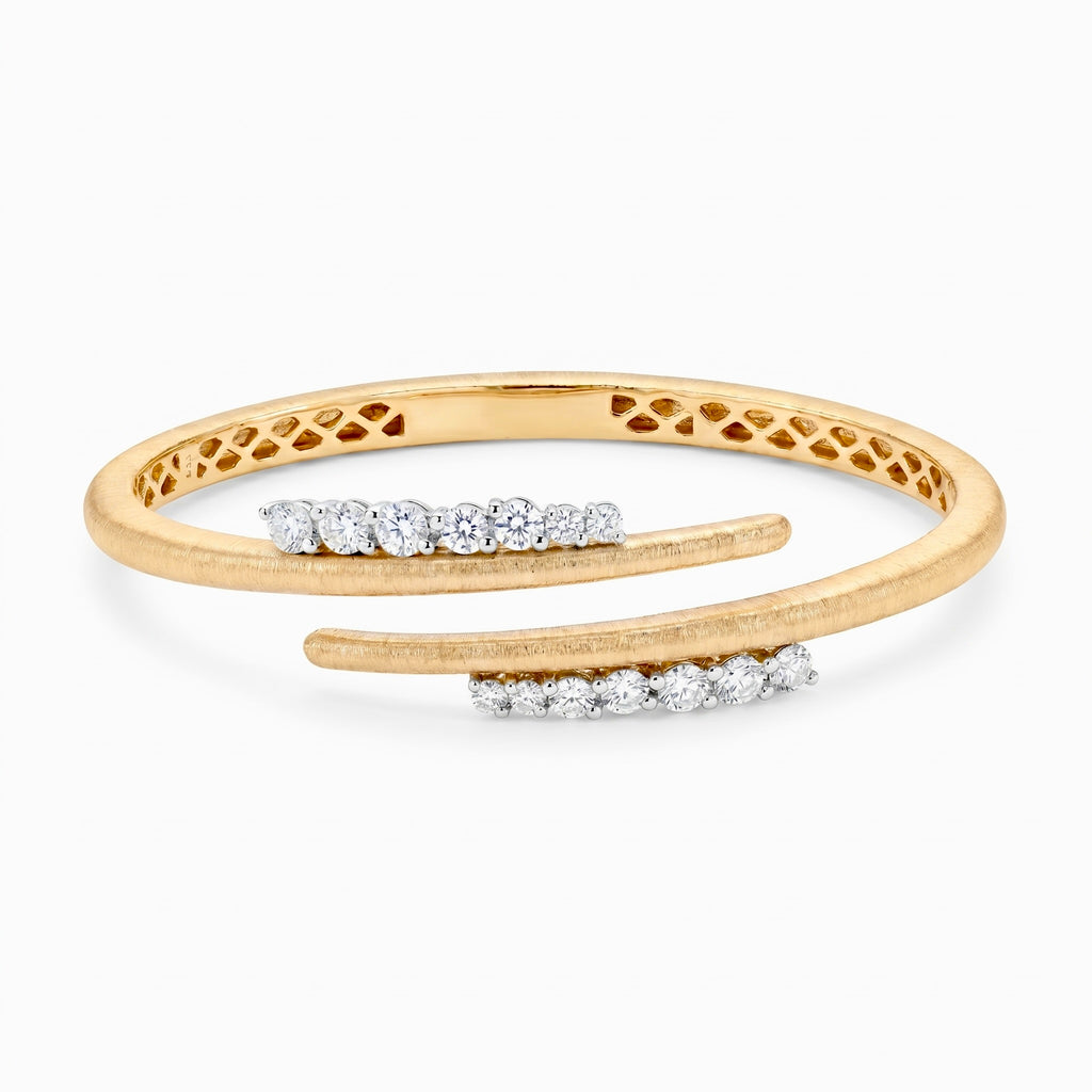 Diamond Yellow Gold Satin Cuff Bracelet