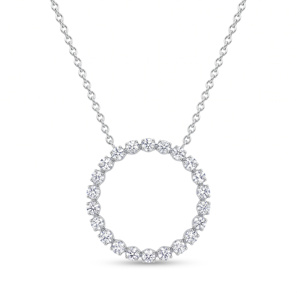 Lab Diamond White Gold Circle Necklace