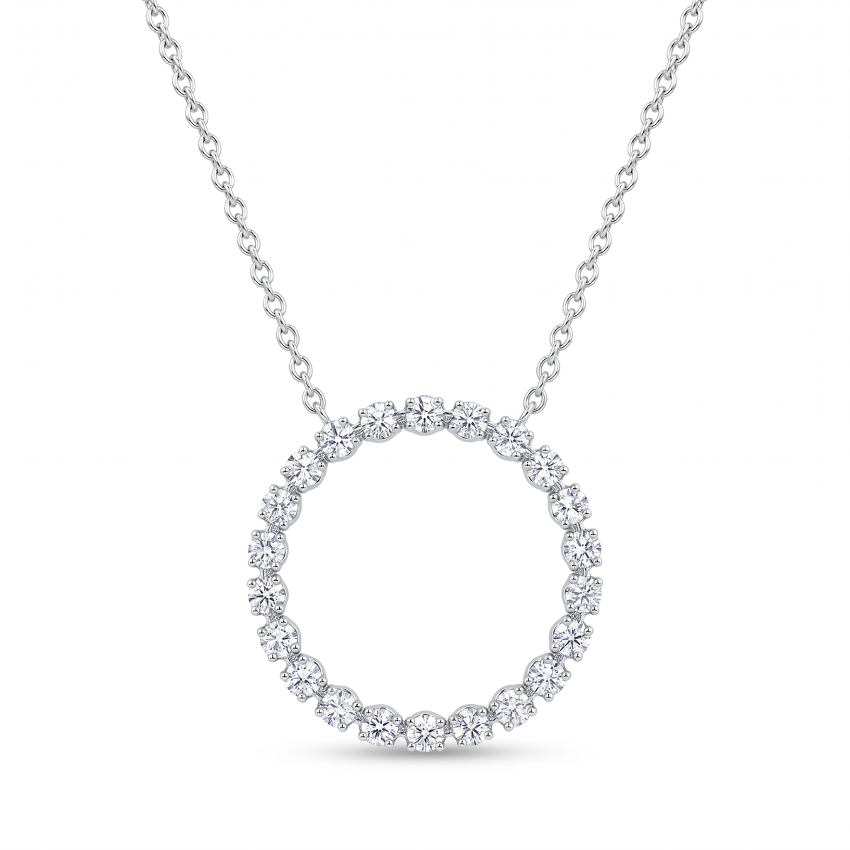 Lab Diamond White Gold Circle Necklace