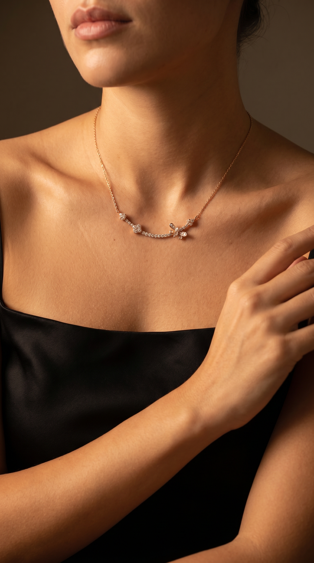 Diamond Rose Gold Charm Necklace