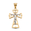 18K Two Tone Gold Crucifix Pendant