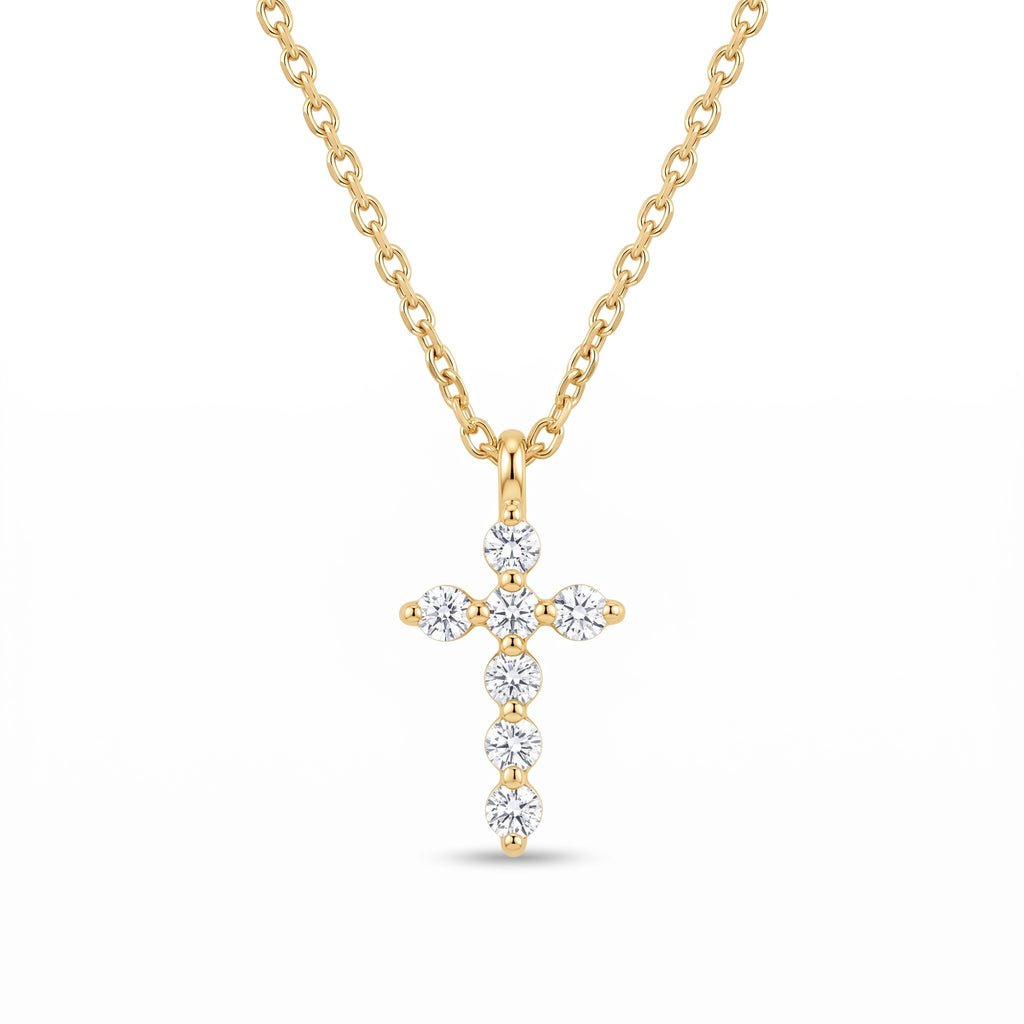 Diamond Yellow Gold Cross Chain Necklace