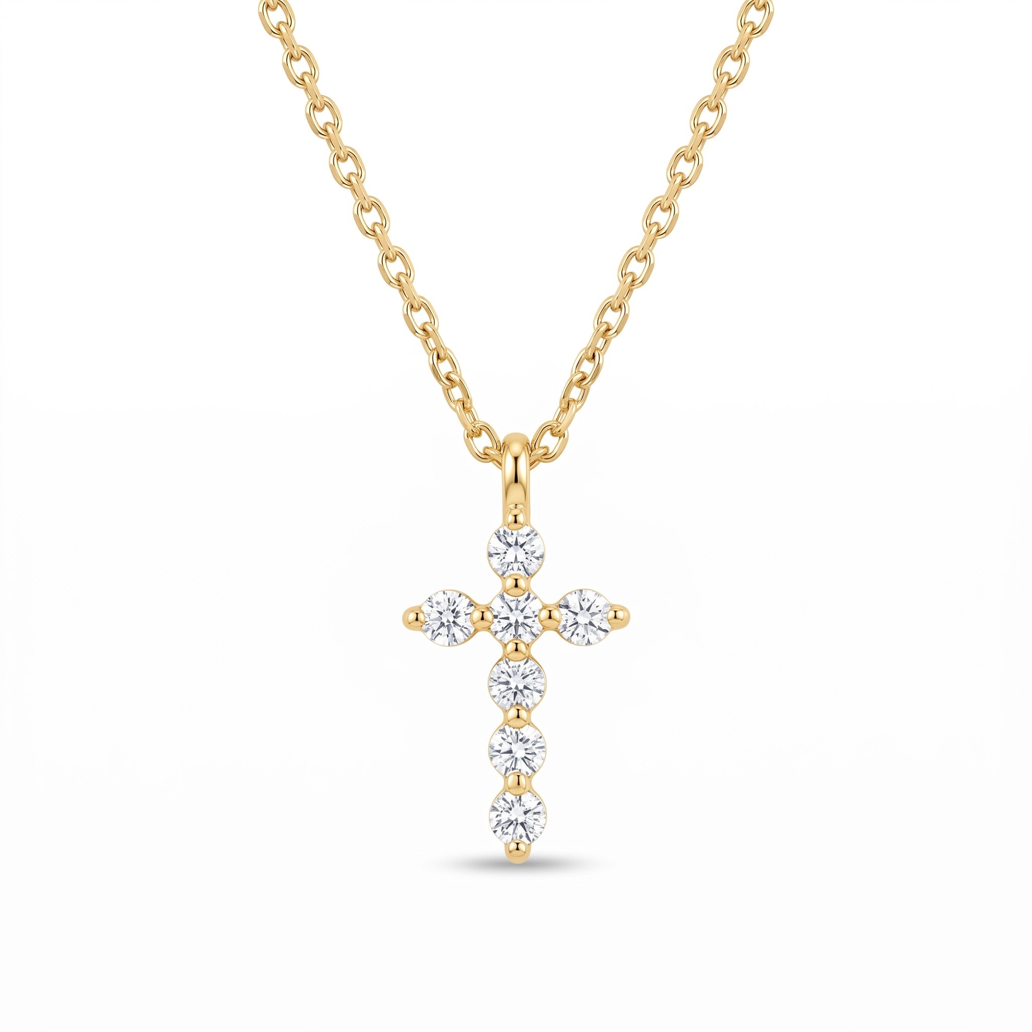 Diamond Yellow Gold Cross Chain Necklace