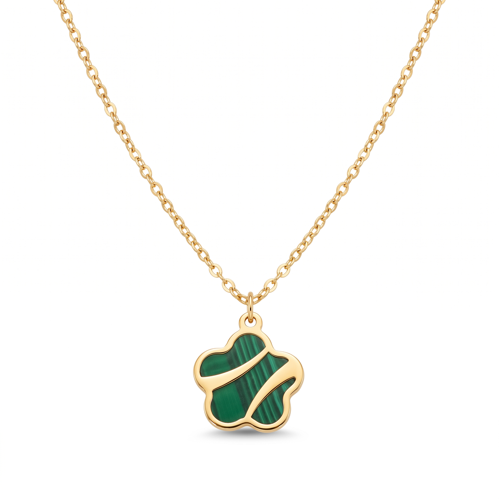 18K Yellow Gold Malachite Pendant Necklace