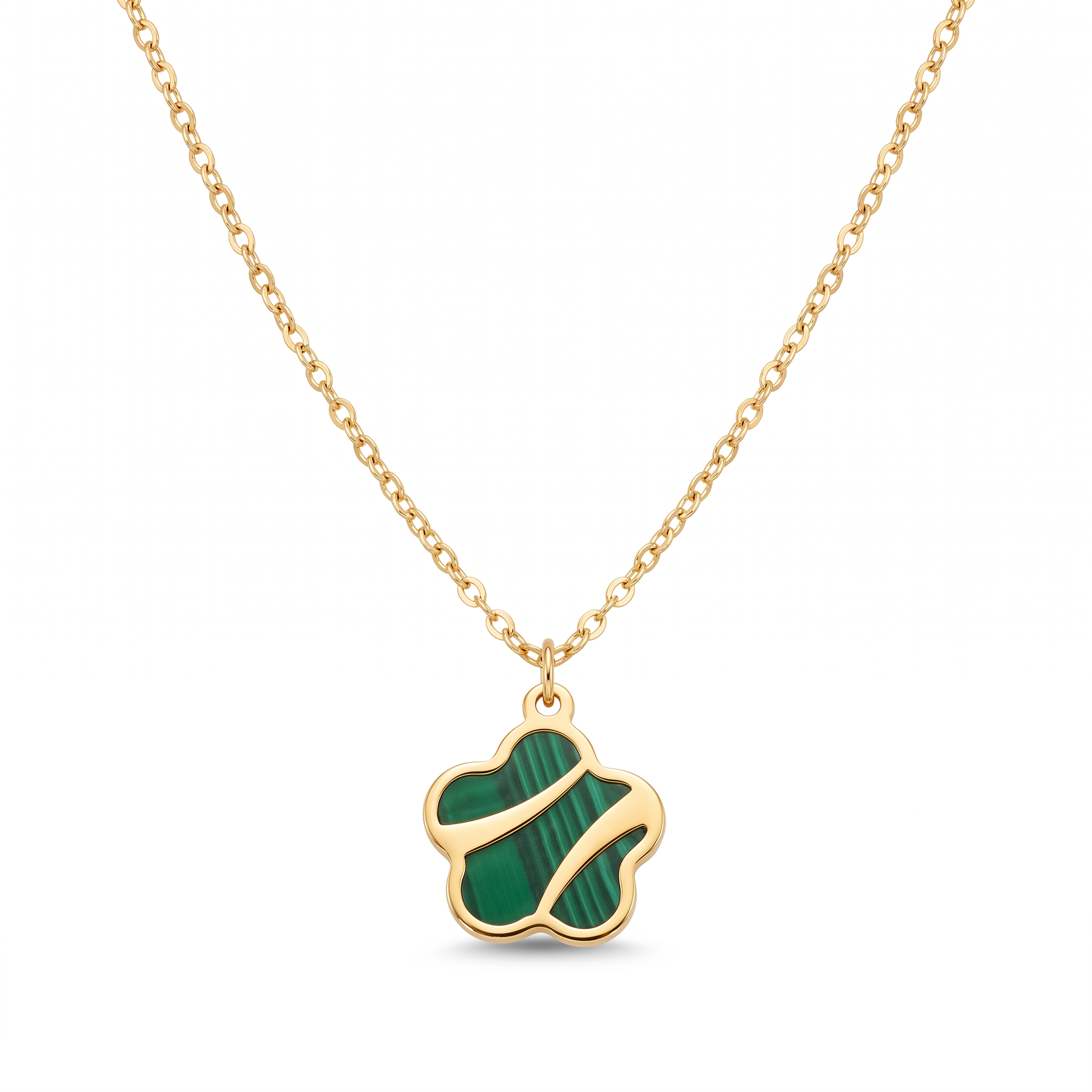 18K Yellow Gold Malachite Pendant Necklace