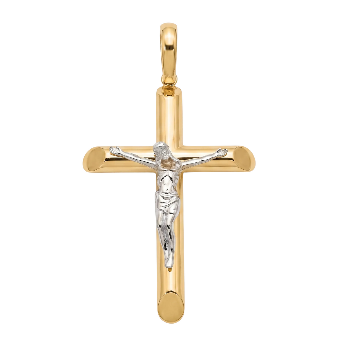 18K Two Tone Gold Crucifix Pendant