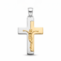 18K Two Tone Gold Crucifix Cross Pendant