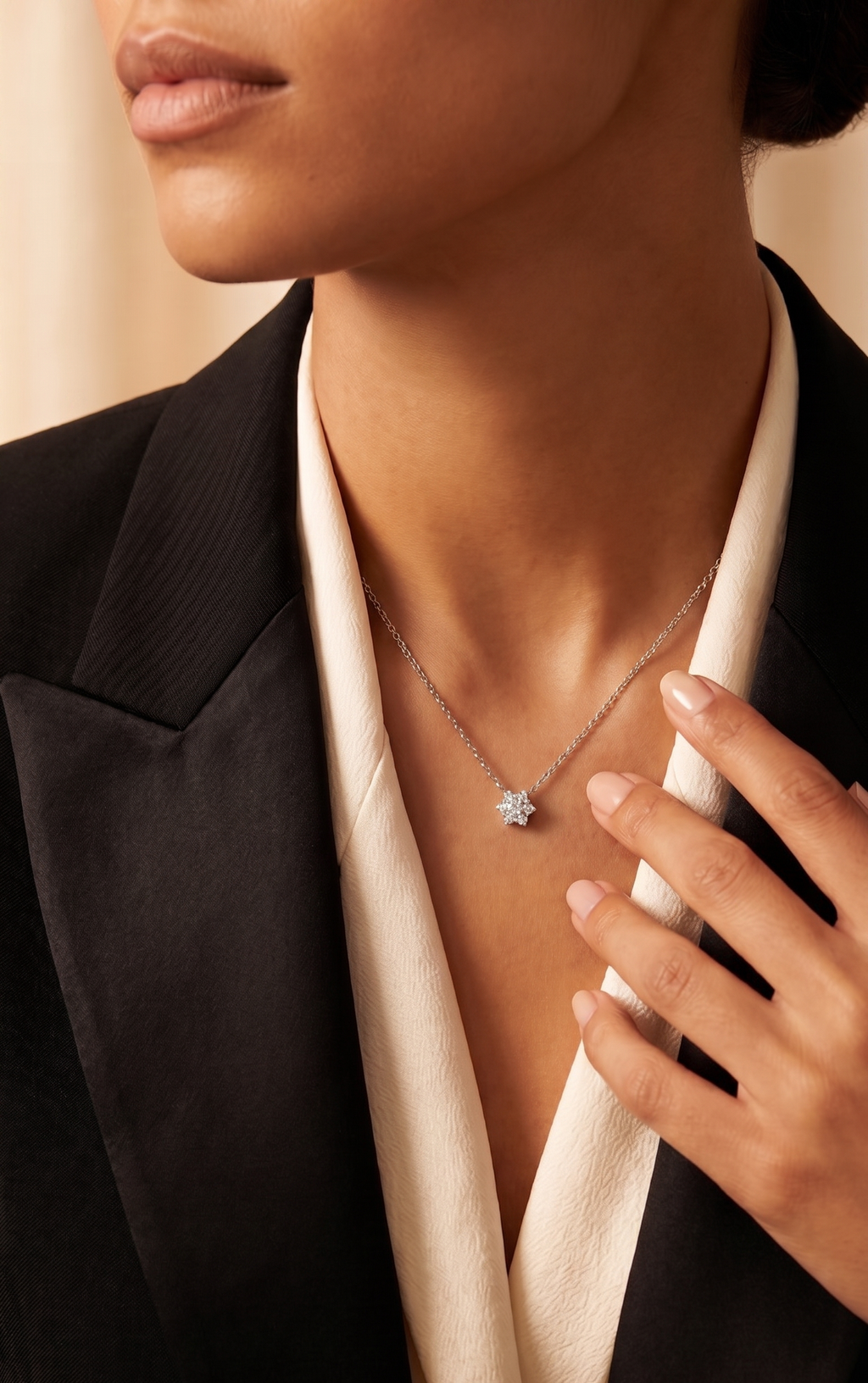 Diamond White Gold Flower Necklace