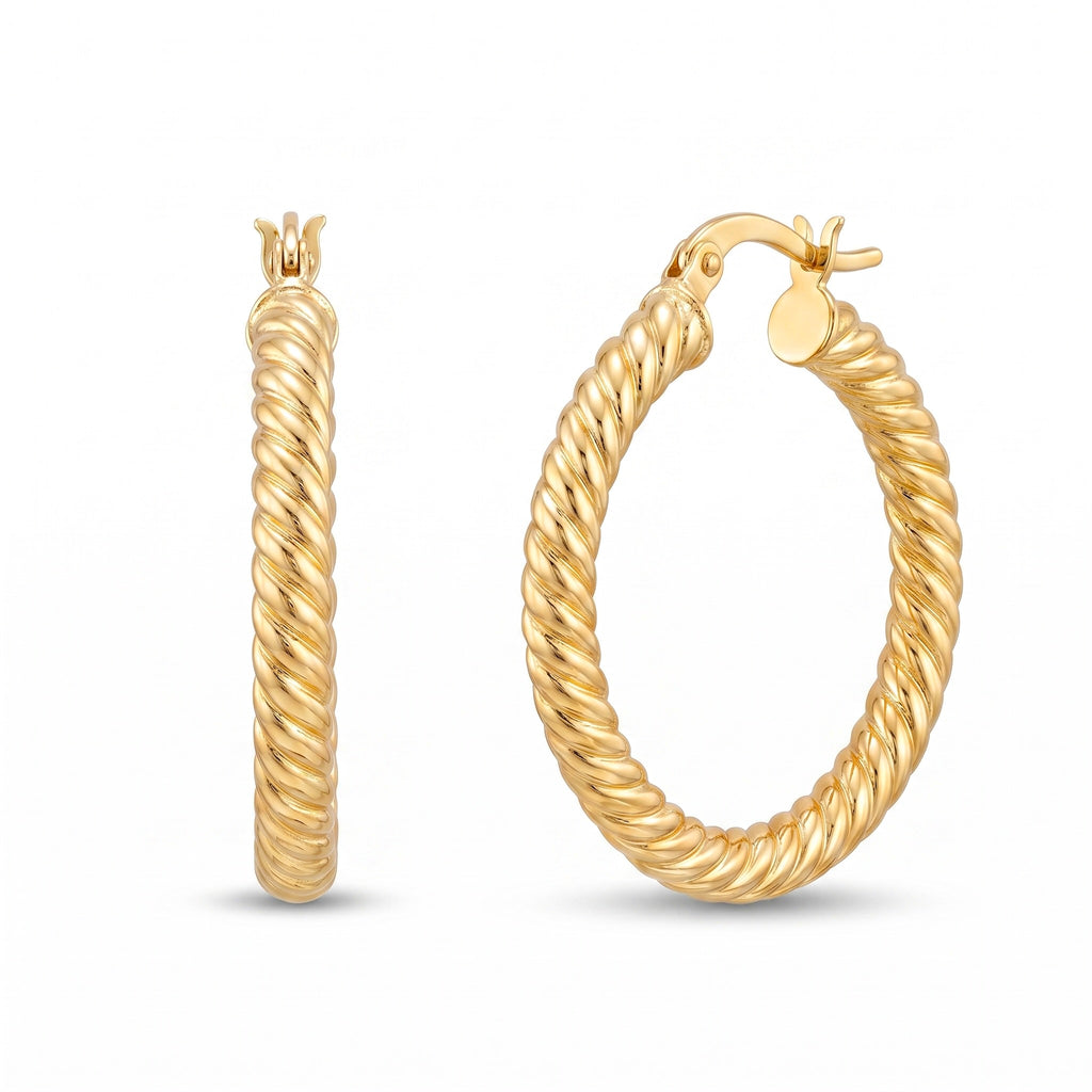 18K Yellow Gold Circle Hoop Earrings
