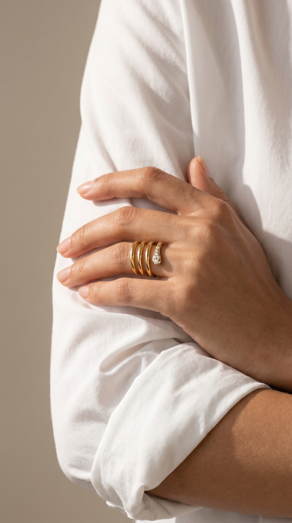 Diamond Yellow Gold Snake Ring