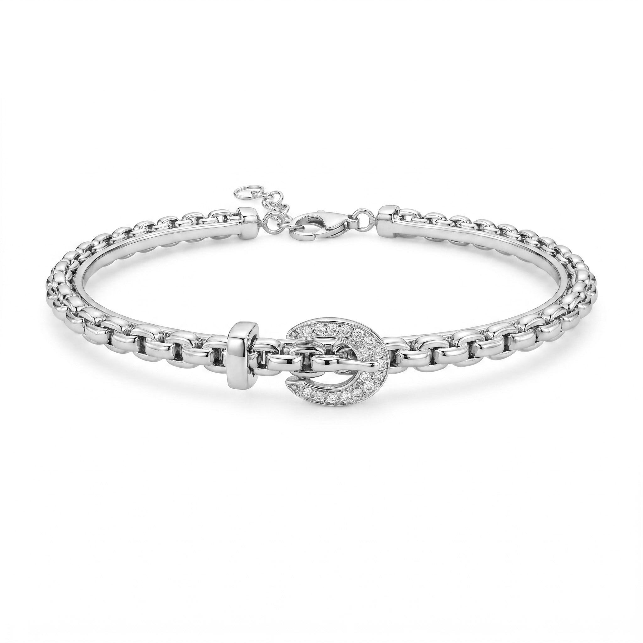Diamond White Gold Bangle Bracelet