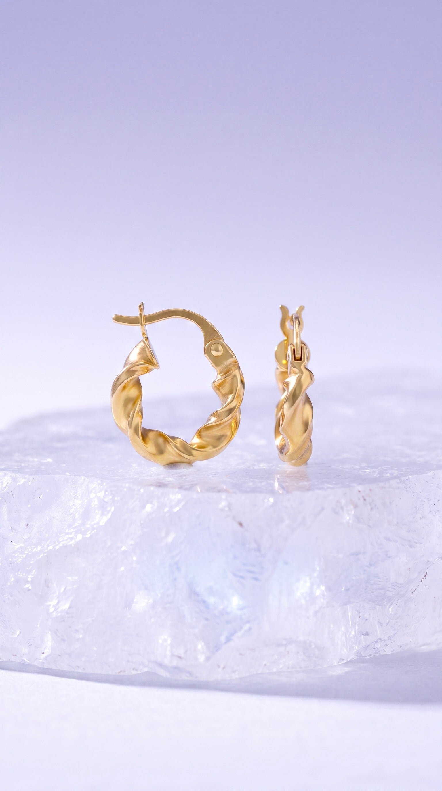 18K Yellow Gold Twisted Circle Hoop Earring