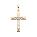 18K Two Tone Gold Cubic Zirconia Cross Pendant