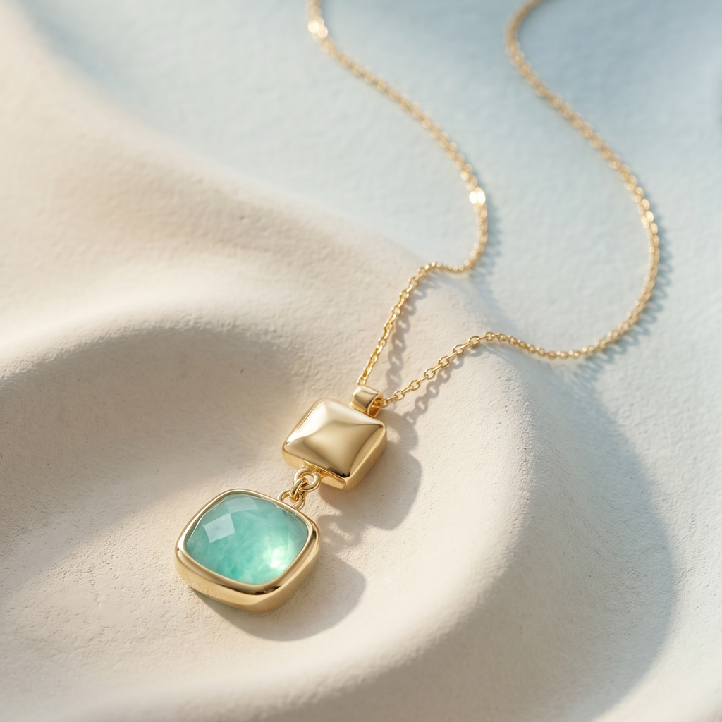 18K Yellow Gold Amazonite Chain Necklace