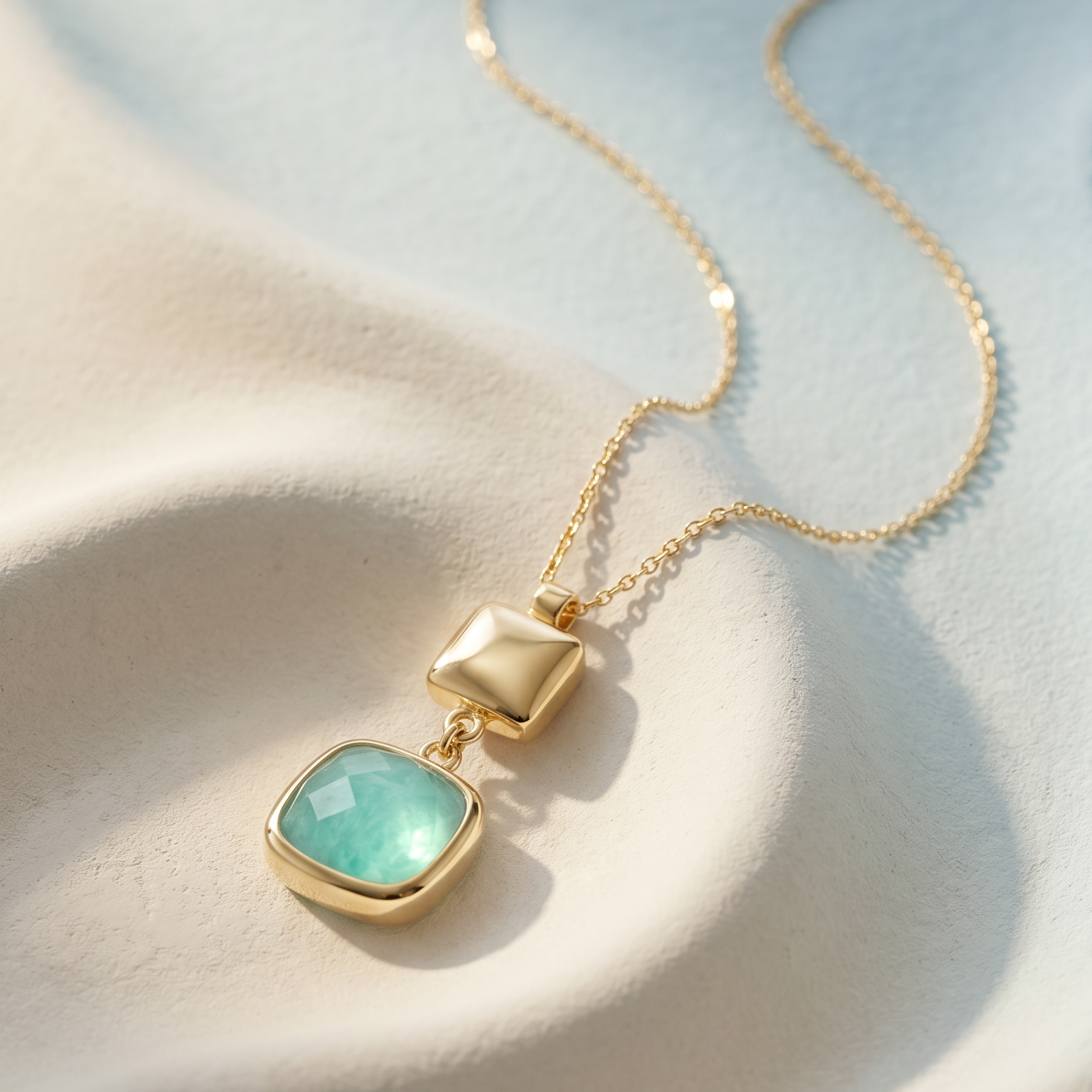18K Yellow Gold Amazonite Chain Necklace