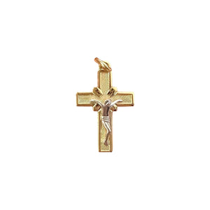 18k Gold Two Tone Cross Pendant