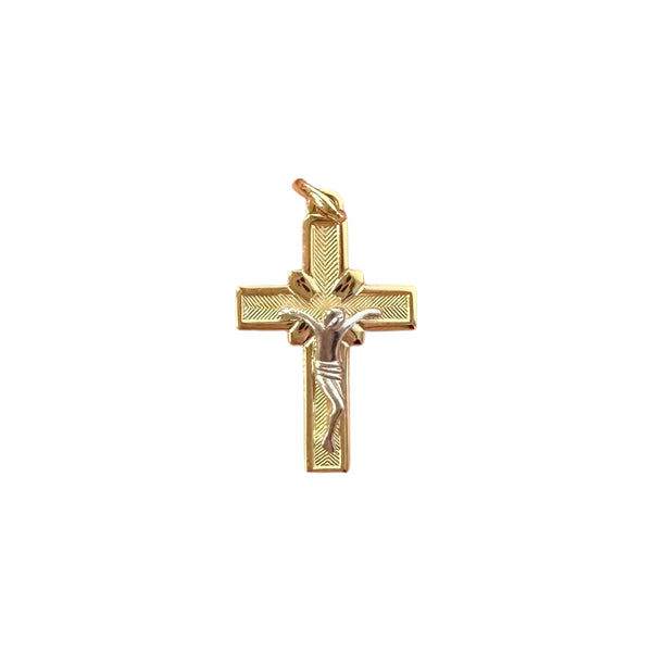18k Gold Two Tone Cross Pendant