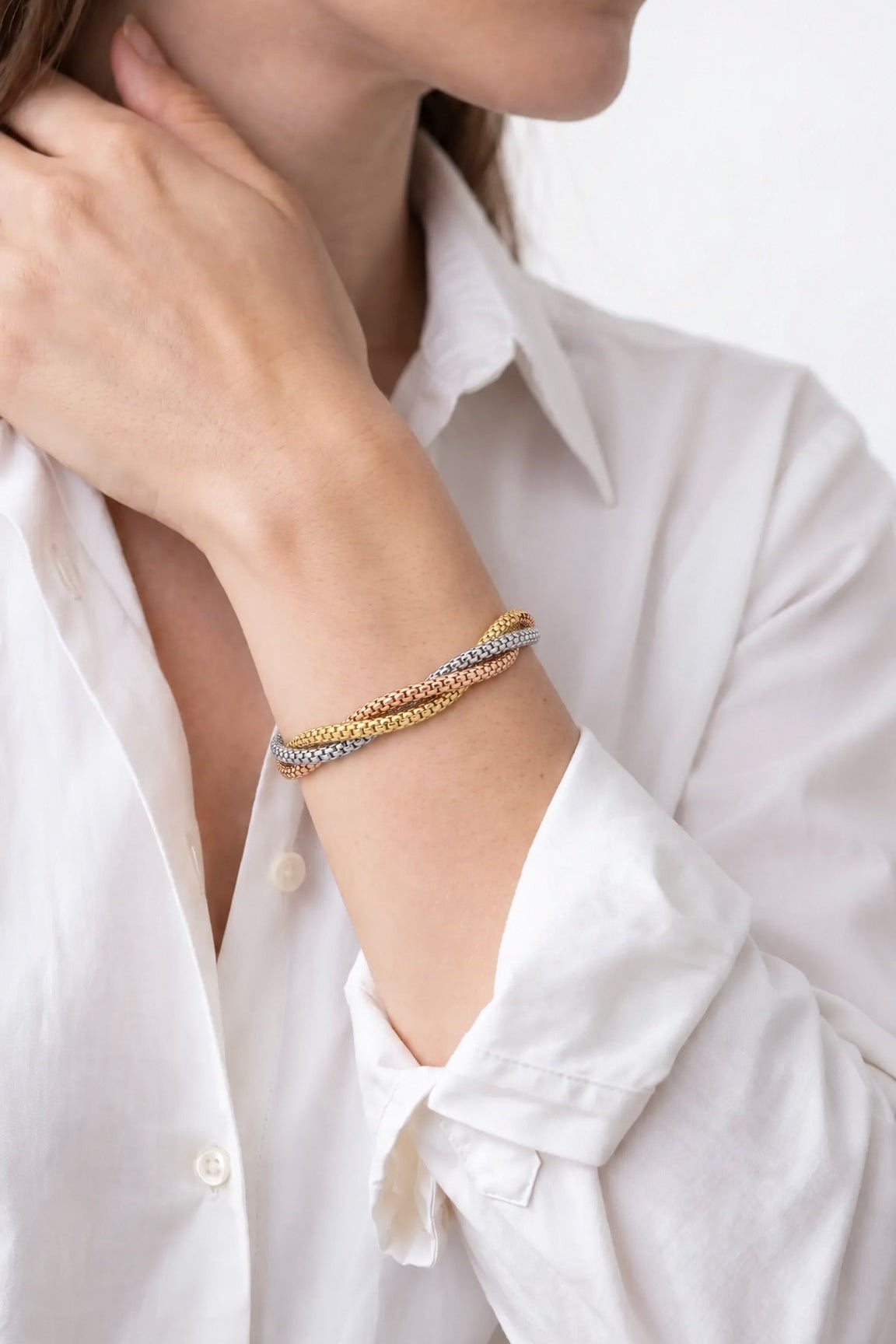 18K Multicolor Gold Bangle Bracelet