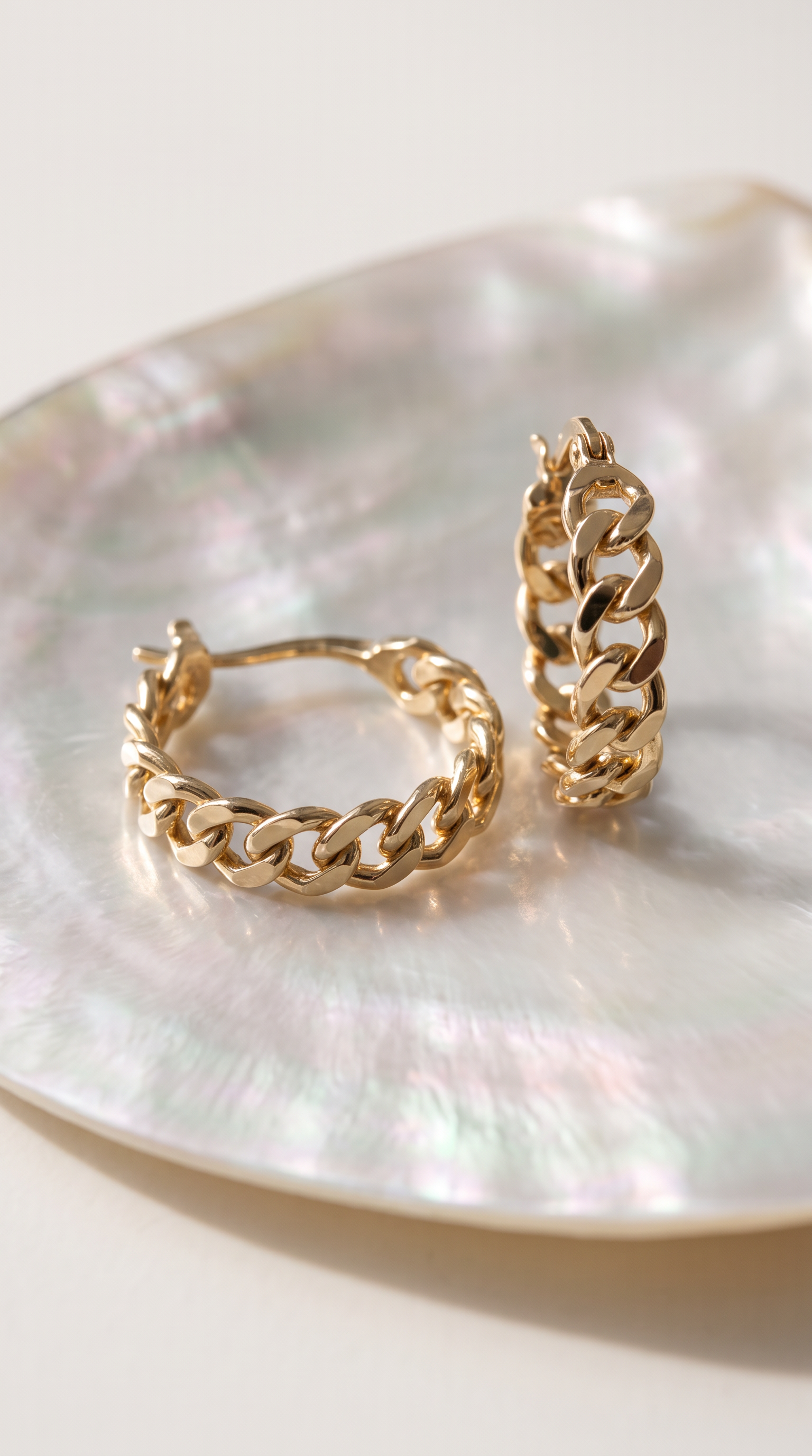 18K Yellow Gold Cuban Hoop Earring
