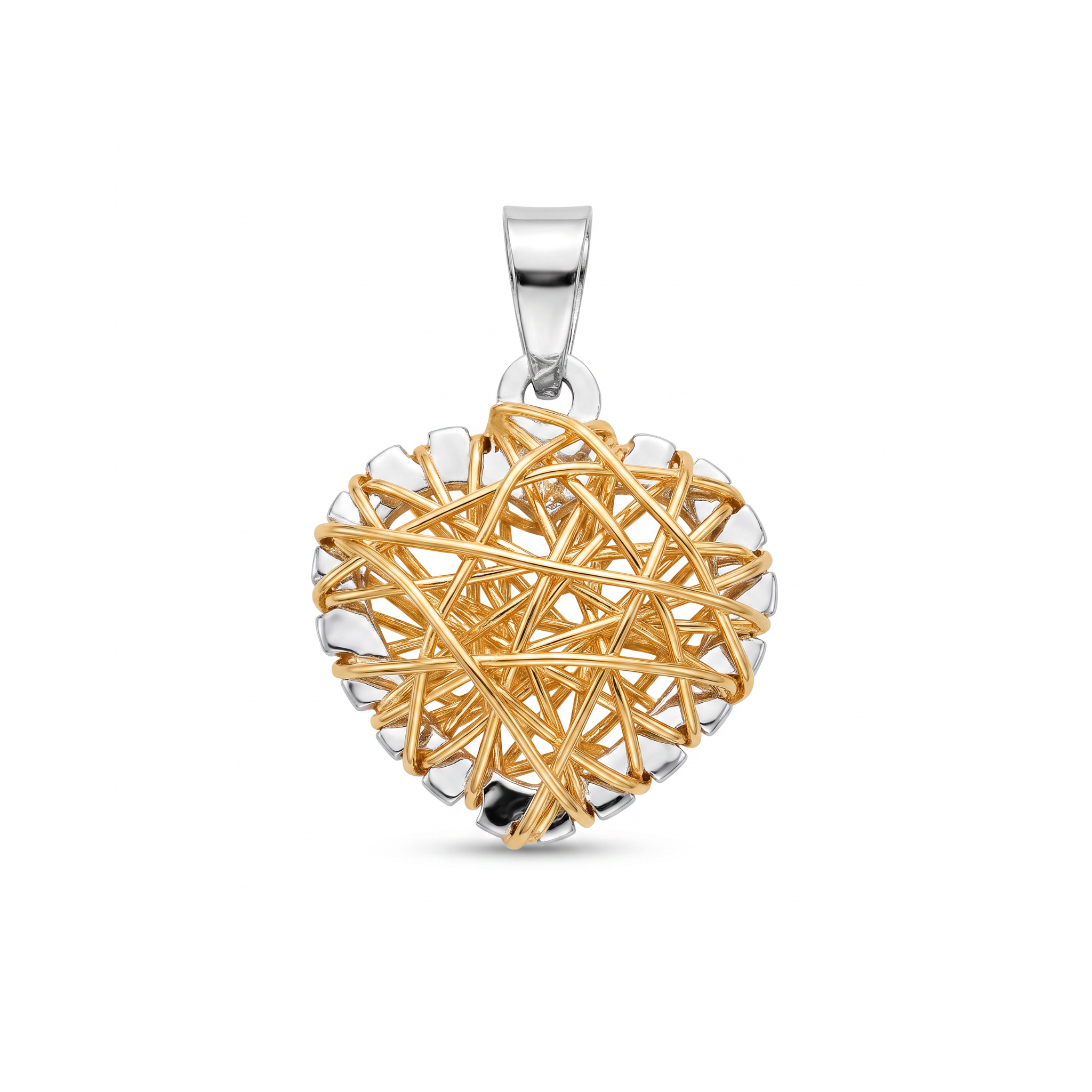18K Two Tone Gold Heart Pendant
