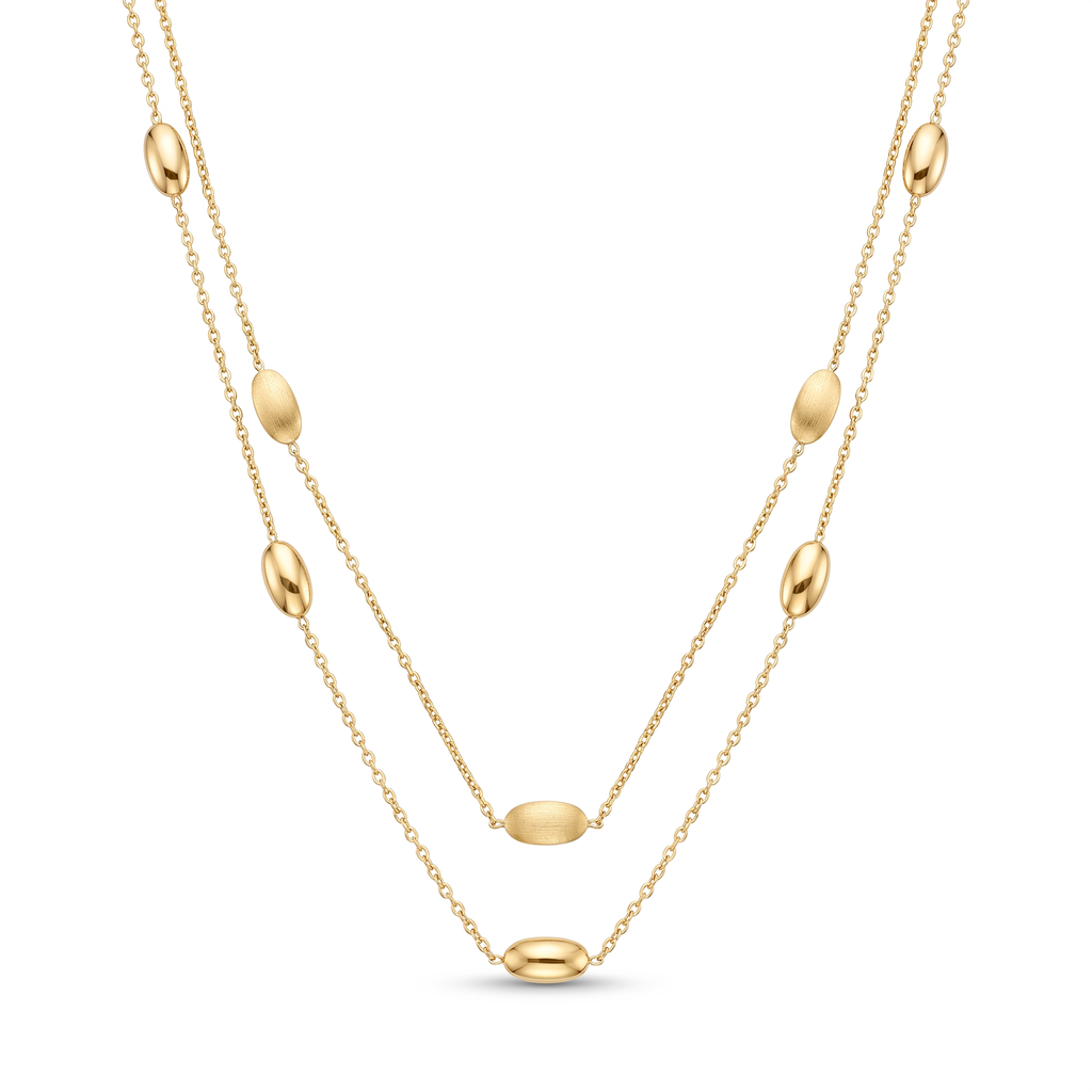 18K Yellow Gold Double Chain Necklace
