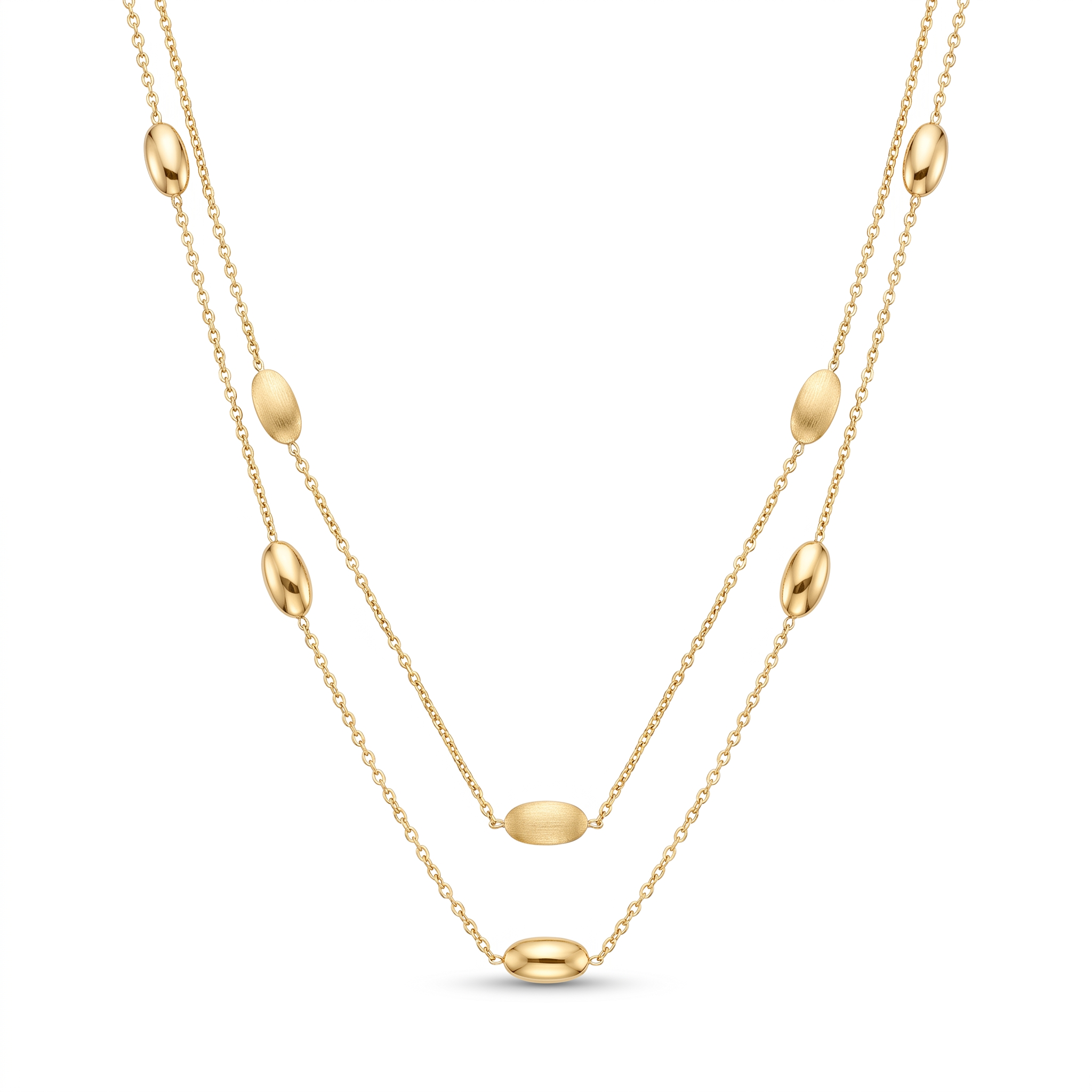 18K Yellow Gold Double Chain Necklace