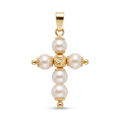 18K Yellow Gold Pearl Cross Pendant