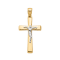 18K Two Tone Gold Crucifix Pendant